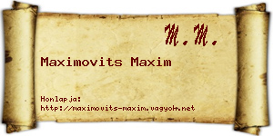 Maximovits Maxim névjegykártya
